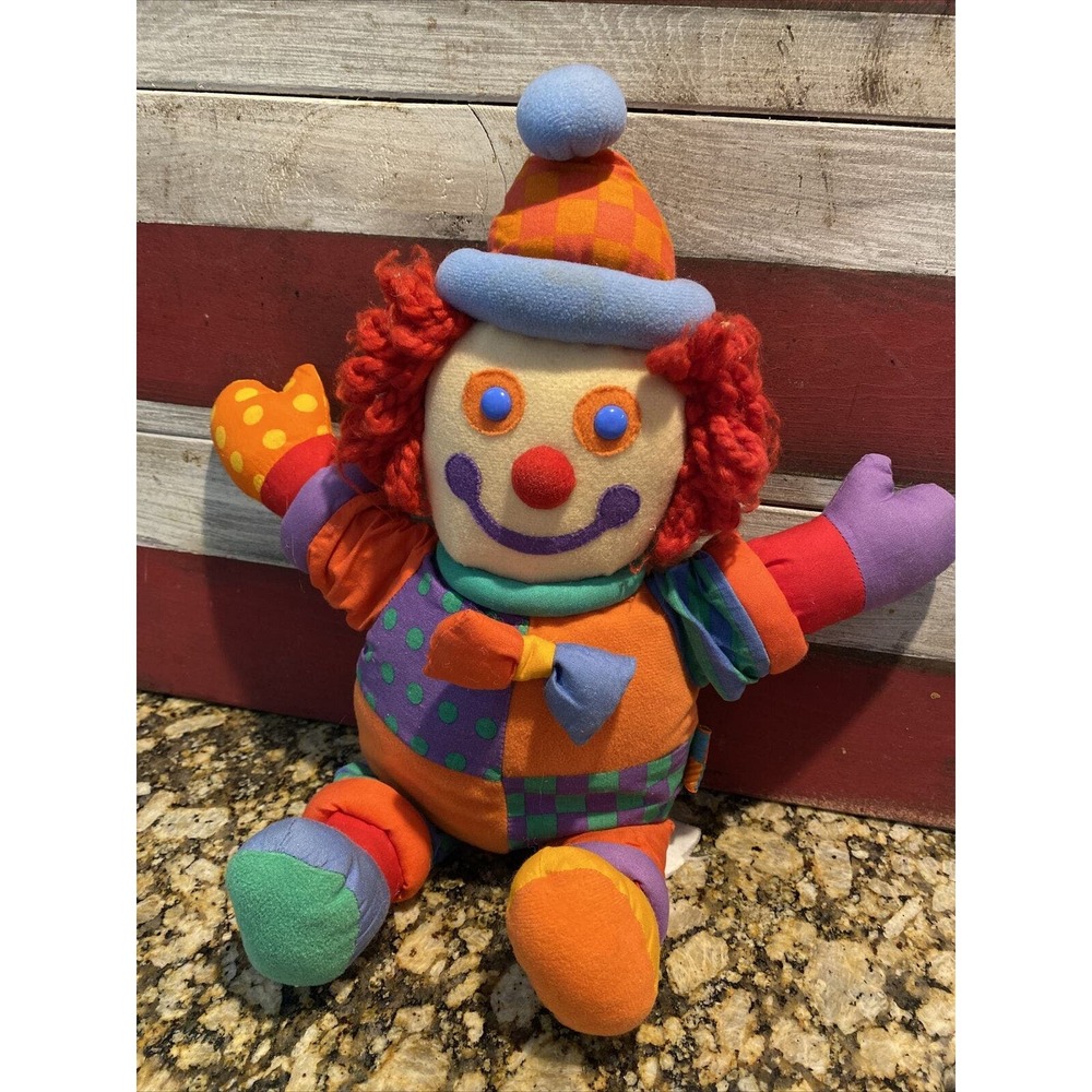 Gymboree Gymbo Plush Clown Doll 15" Smiling Toy Red Blue Yellow Green Orange